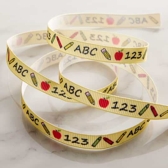 3/8" x 7yd. Grosgrain ABC & 123 Ribbon by Celebrate It™